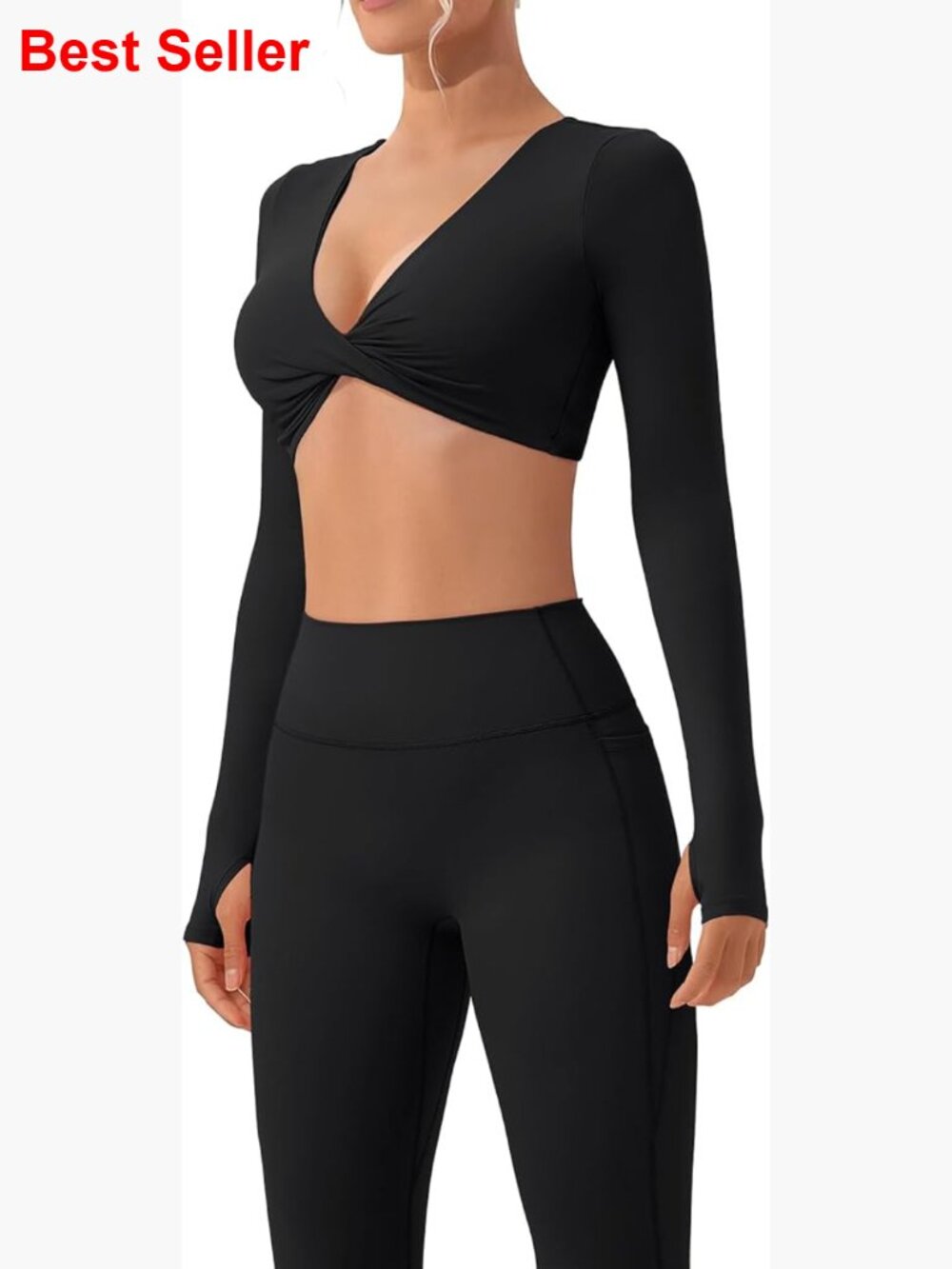 80% Nylon 20% Elastane Workout Set Long Sleeve Crop Top Leggings